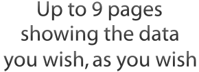 Up to 9 pages showing the data you wish, as you wish